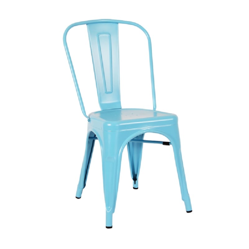 blue metal chair