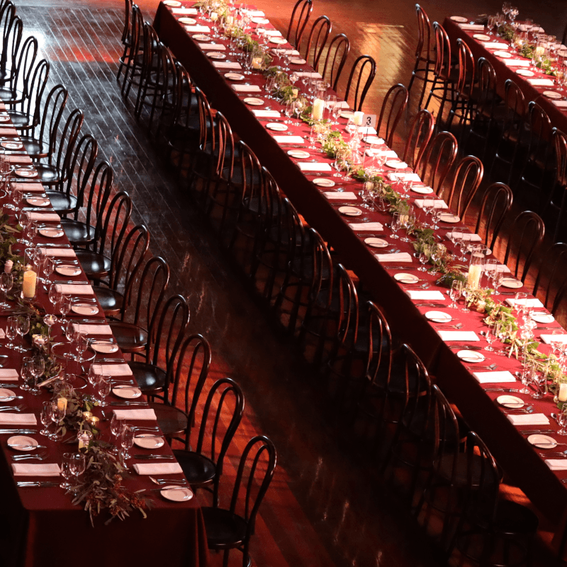 Furniture Hire Adelaide Walnut Bentwood banquet tables