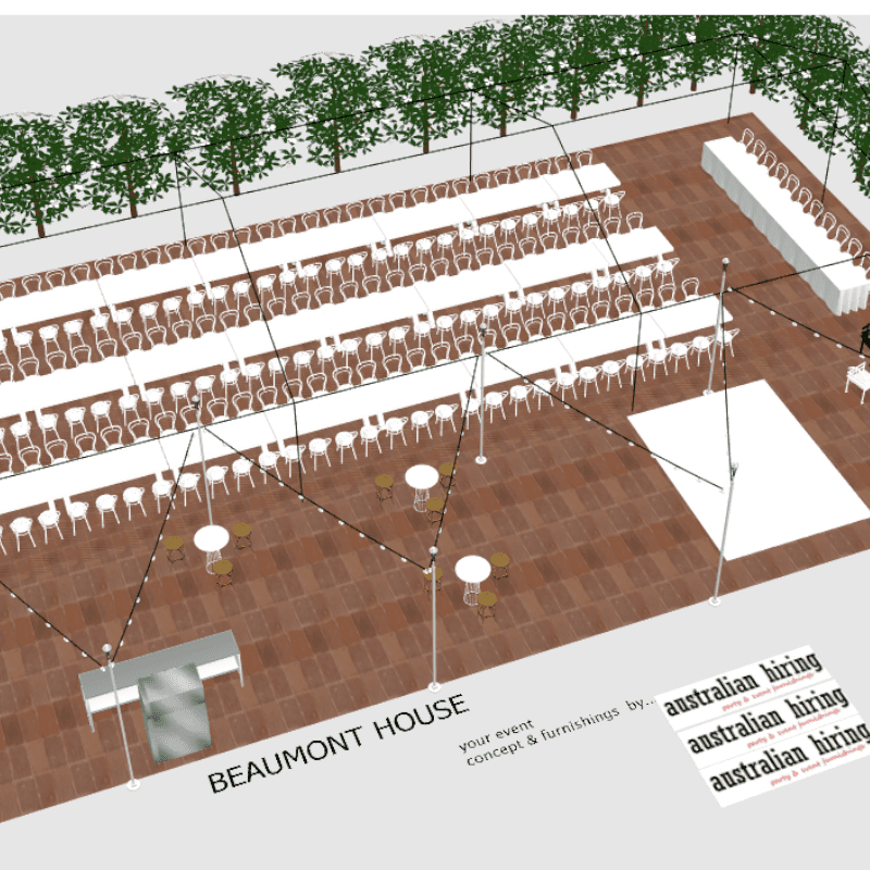 3D design of Beaumont House wedding alfresco dance floor