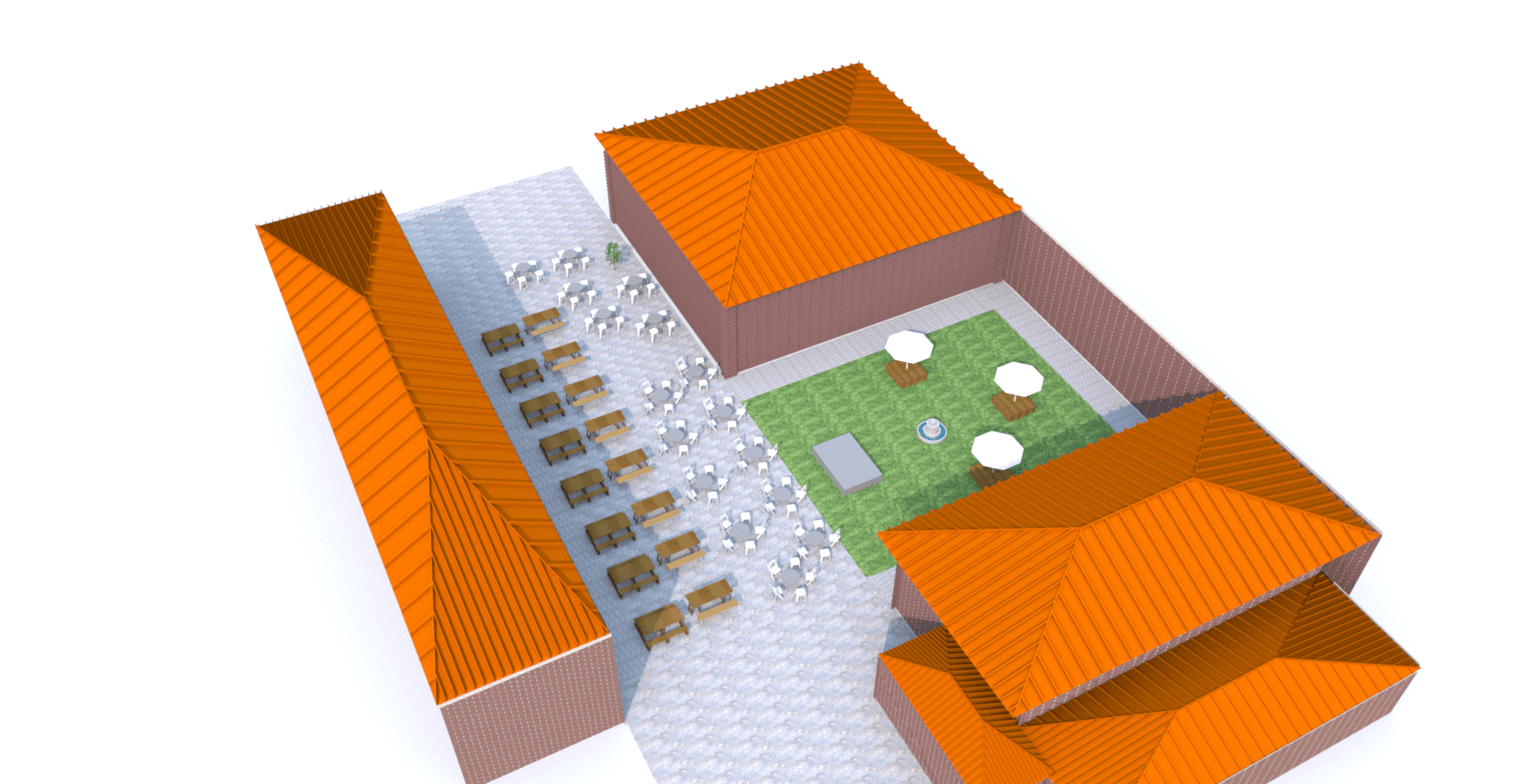 3D design of St. Aloysius outdoor seating