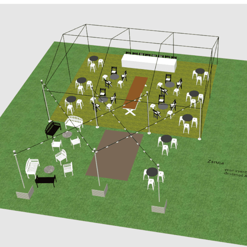 3D design of Cocktail wedding reception bar tables cafe tables