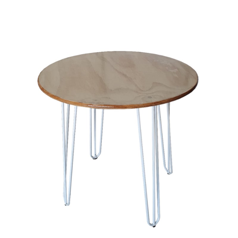 white hairpin leg on cafe table